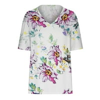 Jsezml плюс размер тениска за жени v шия ризи с къс ръкав boho флорален принт ежедневни върхове свободни годни удобни туника риза