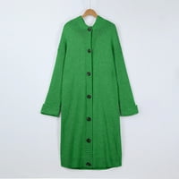 Ketyyh-chn Cardigan пуловери за жени, драпирани отворени предни подрязани жилетка с дълъг ръкав, плетат зелено, xl