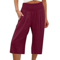 Женски панталони за работа Небрежен памук и твърд цвят еластични суитчъри за талия за жени за жени