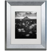 Изящно изкуство на търговска марка Mont Saint Michel Canvas Art от Mathieu Rivrin, White Matte, Silver Frame