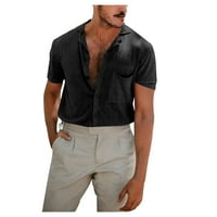 Мъжки Къси ръкави риза на клирънс продажба, мъже Къси ръкави Плътен цвят бутони Мода жилетка ежедневни блузи върхове