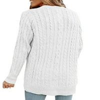 Lumento Ladies Cardigan пуловер яке с дълъг ръкав отворен фронт stwear жени ежедневни жилетка свободно кабелно плетено палто бяло l