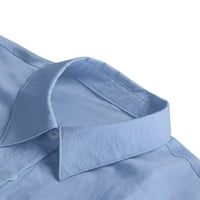 Женски летен анос костюм Комплект памучно бельо с дълъг ръкав с риза отпуснати шорти с висока талия на талията