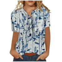 Beppter жени тениски върхове за къс ръкав лятен ежедневен модерен отпечатан тениска тениска с деколте тениски Дами блузи блузи