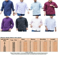 Капрез Отхвърлете яката туника риза от твърди цветни върхове за мъже редовно прилягане блуза ваканция с джобни ризи Deep Purple L