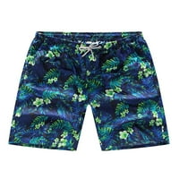 Мъжки летни къси панталони ластик плажни шорти флорален принт дъна мъжки ежедневни мини панталони мъжки Шнур Плажно облекло зелено цвете л