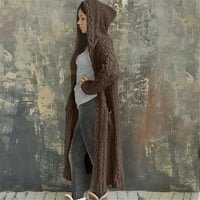 Ketyyh-Chn Cardigan пуловери за жени Отворете предни жилищни пуловери за жени кафе, XL