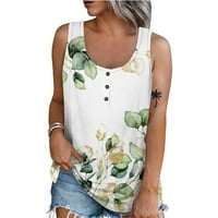 Нанизани жени лято без ръкави случайни Флорални печатни О-врата тениска върховете Блуза дамски летни върхове