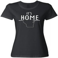 Inktastic Това е дома- състояние на женската тениска на Уисконсин
