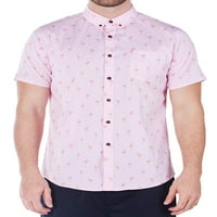 Без отстъпление Мъжка Фламинго печат тъкани риза с къс ръкав