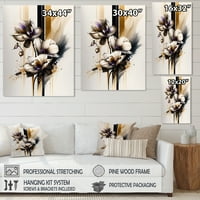 Дизайнарт бяла орхидея цвете върху златисто бежово платно картина стена