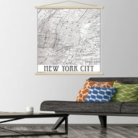 Стенски плакат на Ню Йорк с дървена магнитна рамка, 22.375 34