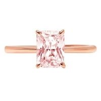 2.5 КТ радиант нарязани розов симулиран диамант 14к розово злато годишнина годежен пръстен размер 9