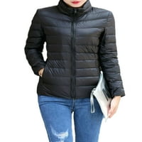 Wrcnote дамско пухкаво яке стои яка палто твърд цвят надолу якета на закрито S-6XL outwear full zip черен 5xl