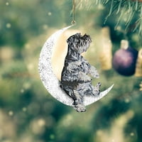 Клирънс под $ Котони желязо изкуство седи на Луната прекрасен куче Луна украшение за любителите на кучета коледно дърво висящи голяма продажба м
