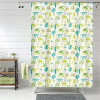 Душ завеса очарователна водоустойчива отпечатана облицовка за душ за семейство за мокра стая с куки, размер