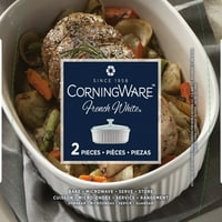 Corningware French White 2. Quart Oval Baking Chats със стъклен капак