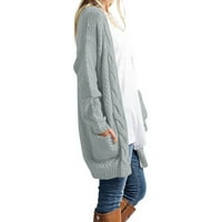 Пуловери на Aayomet за жени Моден пуловер с кабелни кардигани с джобове с джобове с джобове