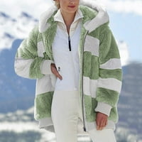 Цип с дълъг ръкав с цип топло модно зимно палто за жена плюс просвет зелен размер 3xl