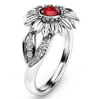 Miyuadkai пръстени изискани женски два тона сребърен флорален пръстен кръг диамант червен слънчогледов бижута сребро d