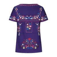 Съвпадащи комплекти за жени лятна модна жена Причинно печат блуза с къс ръкав тениска летен бутон Топскомфите памучен салон за ваканция комплекти