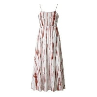 Нова лятна мода, Poropl Women Dress Clearance под $ TIE-Dye Beach Maxi Boho Sundress Дами свободна дълга рокля червен размер XL
