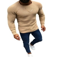 Пуловер от Crewneck за мъже тънък прилягане на уютен мек моден пуловер Мъжки небрежно монтаж плетен пуловер