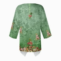 Apepal дамски плюс размер върхове дамски туника върхове ръкави ризи нередовни подгъва безкрайна блуза зелена l