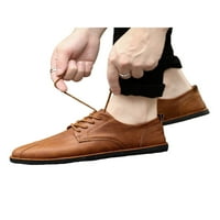 Тенми мъже ежедневни обувки Дантела нагоре ходене обувки комфорт апартаменти кръгли пръсти Маратонки Мъжки неплъзгащи Британски жълто 2# 7.5