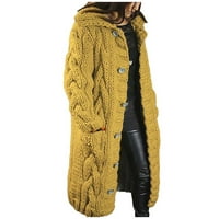 Жените палто единична жилетка пуловер джоб качулка голям размер ръкави дълги дамски палто