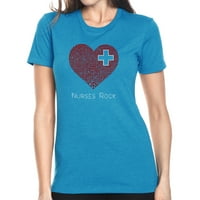 Тениска на поп арт женски първокласен Word Art - медицински сестри рок