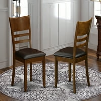 - ЕСП - ЛК Линфилд стол за трапезария с тапицирана седалка от естествена кожа в еспресо финиш-комплект от 2 броя