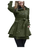 Sngxgn жени Зимна вълна смес средна палто с дълъг яке с палто отгоре палто за жени, армия зелено, размер XL