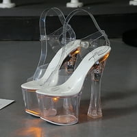 DMQUPV сандали за жени токчета клин модел показват прозрачни високи токчета банкет жени с голяма широчина сандали за жени 7w сандал жълт 8