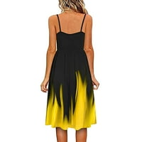 Жени халтер модни мини отпечатани а-лайн летни рокли жълти m