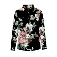Tdoqot дамски бутон надолу с джобове с дълъг ръкав ревер ежедневно свободно прилепване на есенни ризи върхове блузи черни