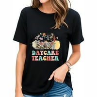 Цветя за учител за детски градини, съвпадащи с молив обратно към училищната тениска