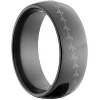 Полу-кръг черен циркониев пръстен с бейзбол лазерен шев около пръстена