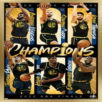 Голдън Стейт Уориърс - Възпоменателен стенен плакат на финалите на НБА, 14.725 22.375 в рамка