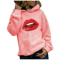 Суичър с пуловер на женския бряг на женския суичър с дълъг ръкав пот, розов, xl