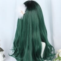 Уникални сделки човешки перуки за коса за жени дама 26 зелена градиент къдрава перука с перука капачка
