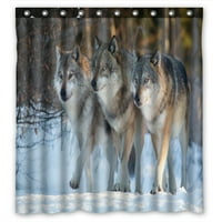 Три вълка, които маршируват заедно водоустойчива полиестерна завеса и куки за домашен декор