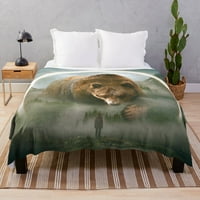 Гризли мечка печат модел руно хвърлят одеяло лек или диван мека плюшено одеяло за възрастни и деца хипоалергенно легло