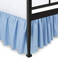 Пола с разрошено легло с 16 падащо разделени ъгли с реален брой нишки чист памук, събран стил с платформа тристранно покритие пола за легло-кралица КСЛ Светло синьо