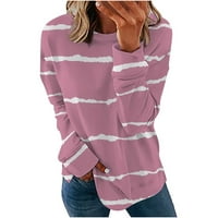 Usmixi дамски суичър Суитчъри за жени плюс размер разхлабени леки дами модни пуловер върхове зимни ежедневни райета печат кръгла шия дълъг ръкав блузи седмични сделки