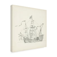 Рихард Фауст 'античен кораб скица ви' платно изкуство