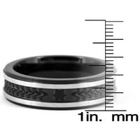 Крайбрежни бижута от неръждаема стомана черно покритие и матиран текстуриран пръстен