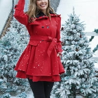 Deholifer кожено яке за жени плюс размер солидно зимно палто Fau Wool Wall Slim Olmate Detswark outwear Red XL
