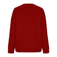 Есенни върхове за жени модерни модни жени ежедневни дълги ръкави кръгли врати дами свободни суичърски върхове за продажба на блуза или клирънс червено