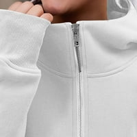 Дамски зимни палта есен с дълъг ръкав джоб zip плътно цвят качулка яке за суичър бял размер 2xl